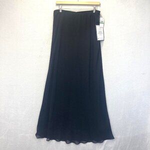 NWT Alex Evenings Chiffon Maxi Skirt Womens Large L Black Lined Goth Formal